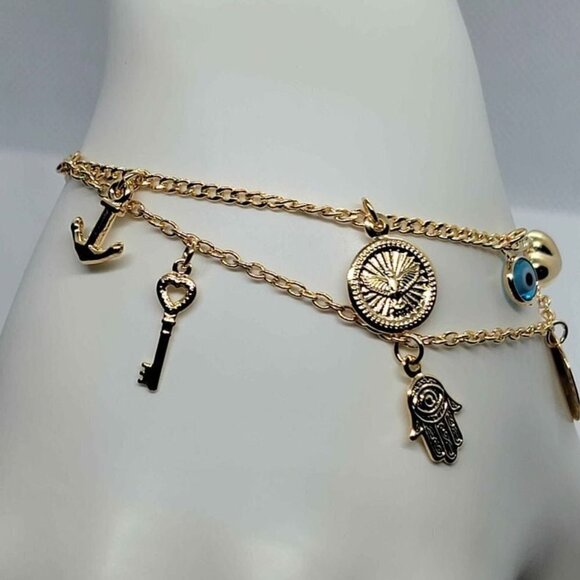 Brand New Brazilian 18k Gold Filled Virgen De Guadalupe w/ multi charms Bracelet - Picture 4 of 4